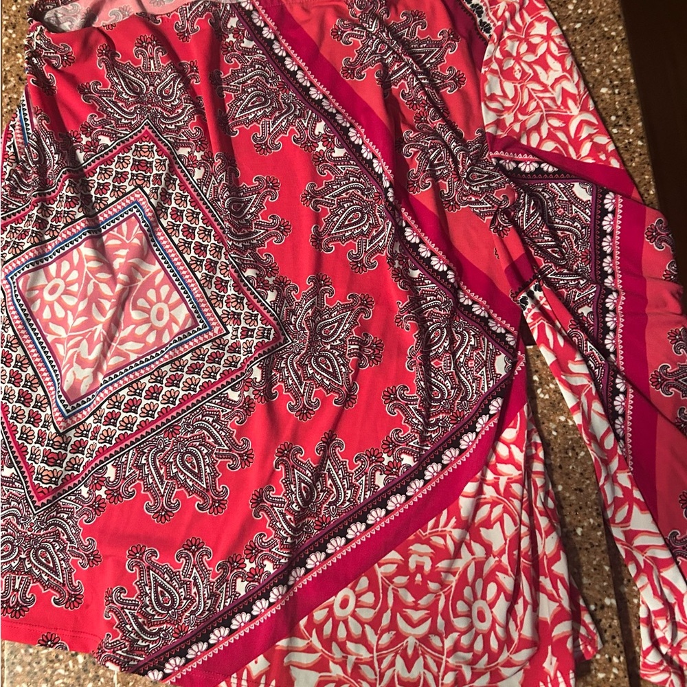 Chico's Pink and Red Paisley Top